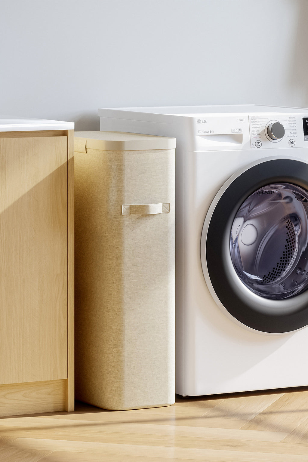 Paloma 40l Tek Yıkanabilir Bölmeli Katlanabilir Kumaş Kirli Çamaşır Sepeti Cappuccino Beige