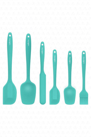 Drongo Isıya Dayanıklı Yanmaz Yapışmaz Silikon Spatula Seti 6 Parça Turkuaz