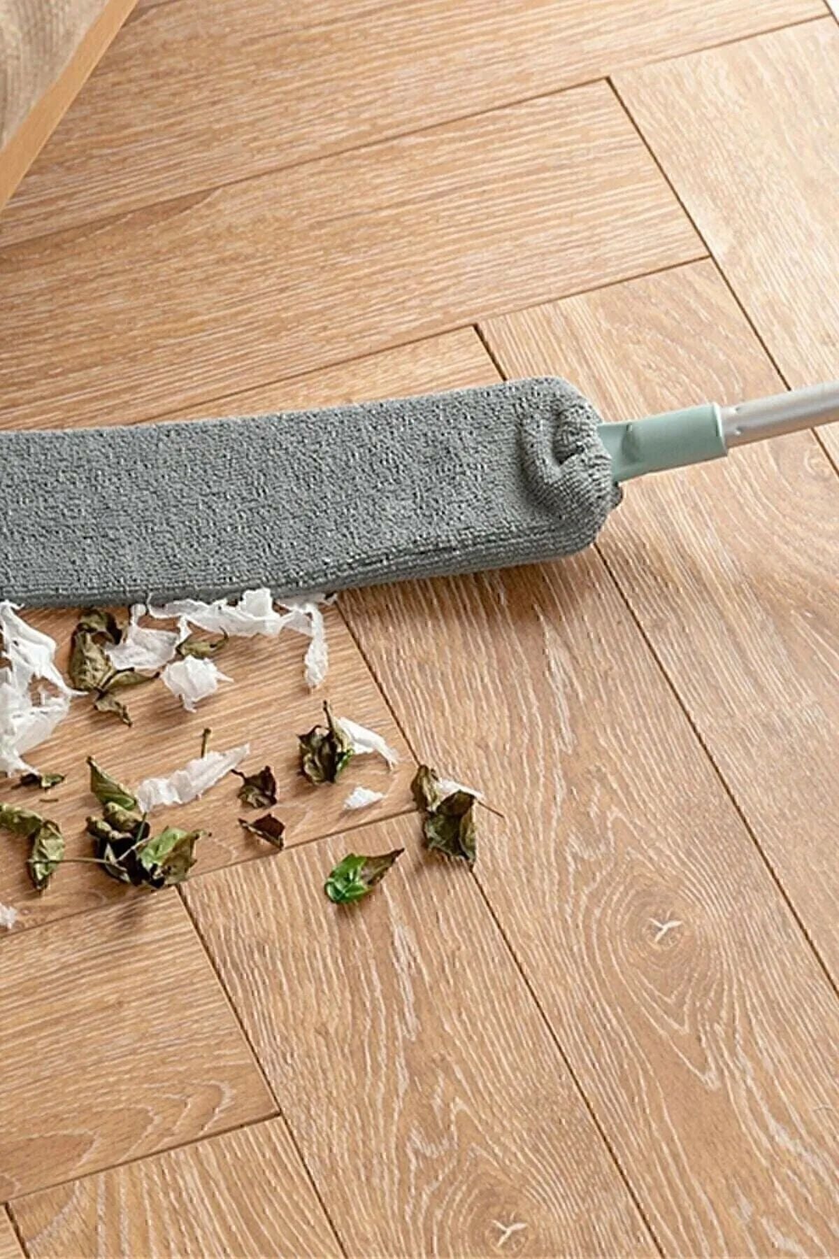 Venga (1 Yedek Bezli) Mikrofiber Girintili Yüzey Dip Köşe Raf Temizleme Mopu Toz Alma Fırçası