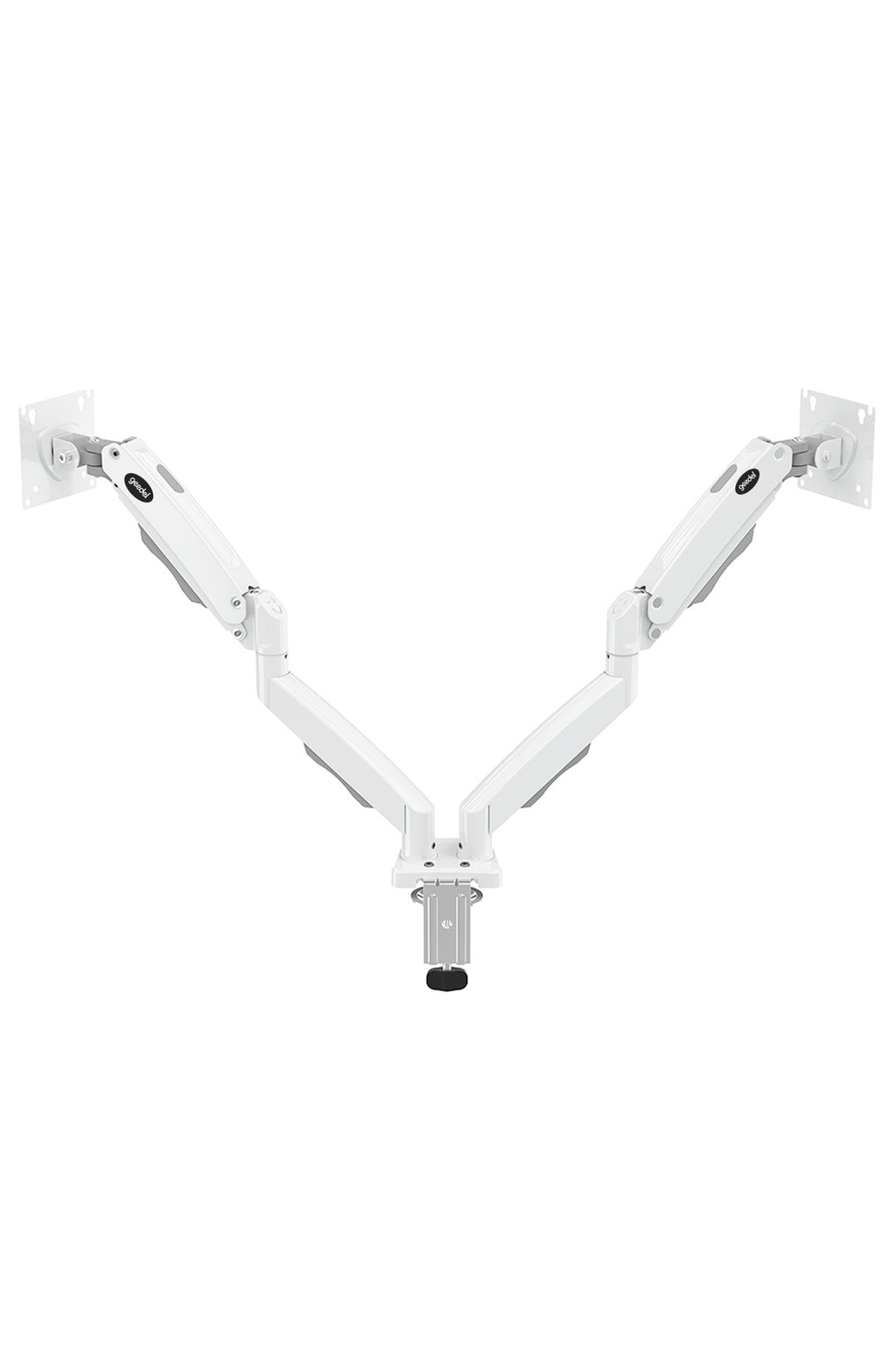 17-32 İnç Amortisörlü Çift Kollu Monitör Kolu Tam Hareketli VESA Uyumlu Masa Kelepçeli Monitör Standı (2-9 kg) - Beyaz