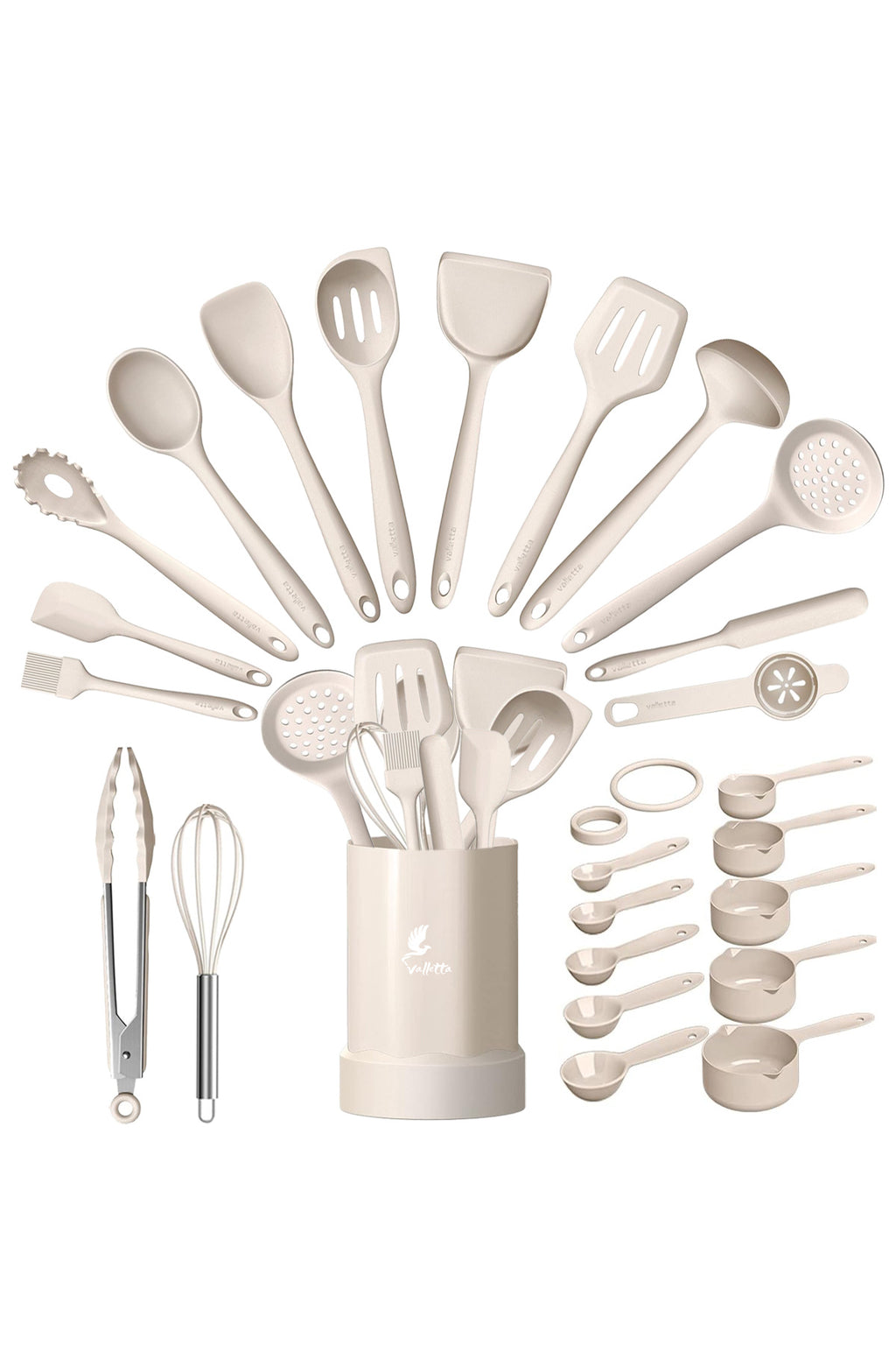 Maracas Isıya Dayanıklı Yanmaz Yapışmaz Silikon Spatula Seti 25 Parça Vanilya