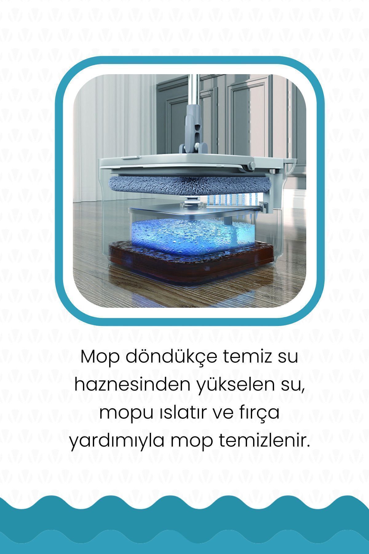 Lamonica 4 Mop Bezli Temiz Ve Kirli Suyu Ayıran Otomatik Temizlik Seti Mop Paspas