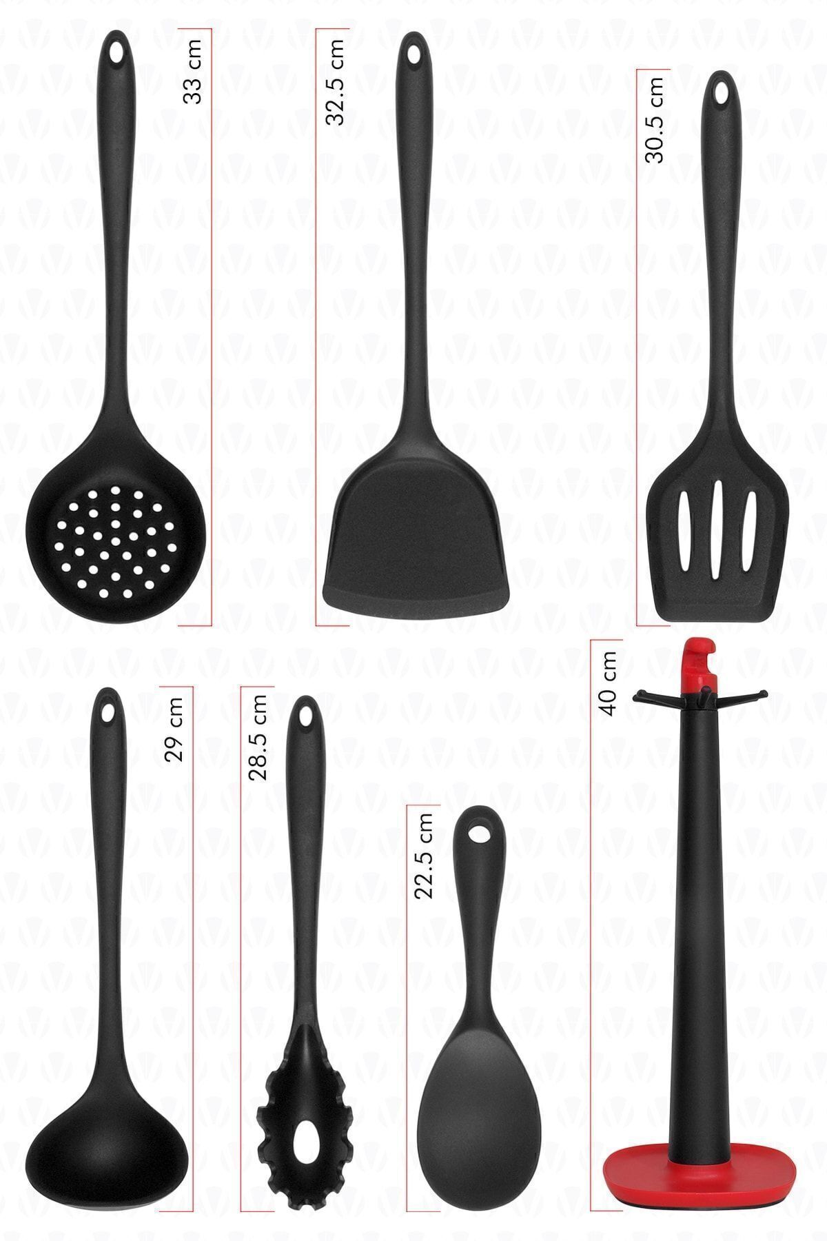 Claris Standlı 7 Parça Spatula Set Siyah