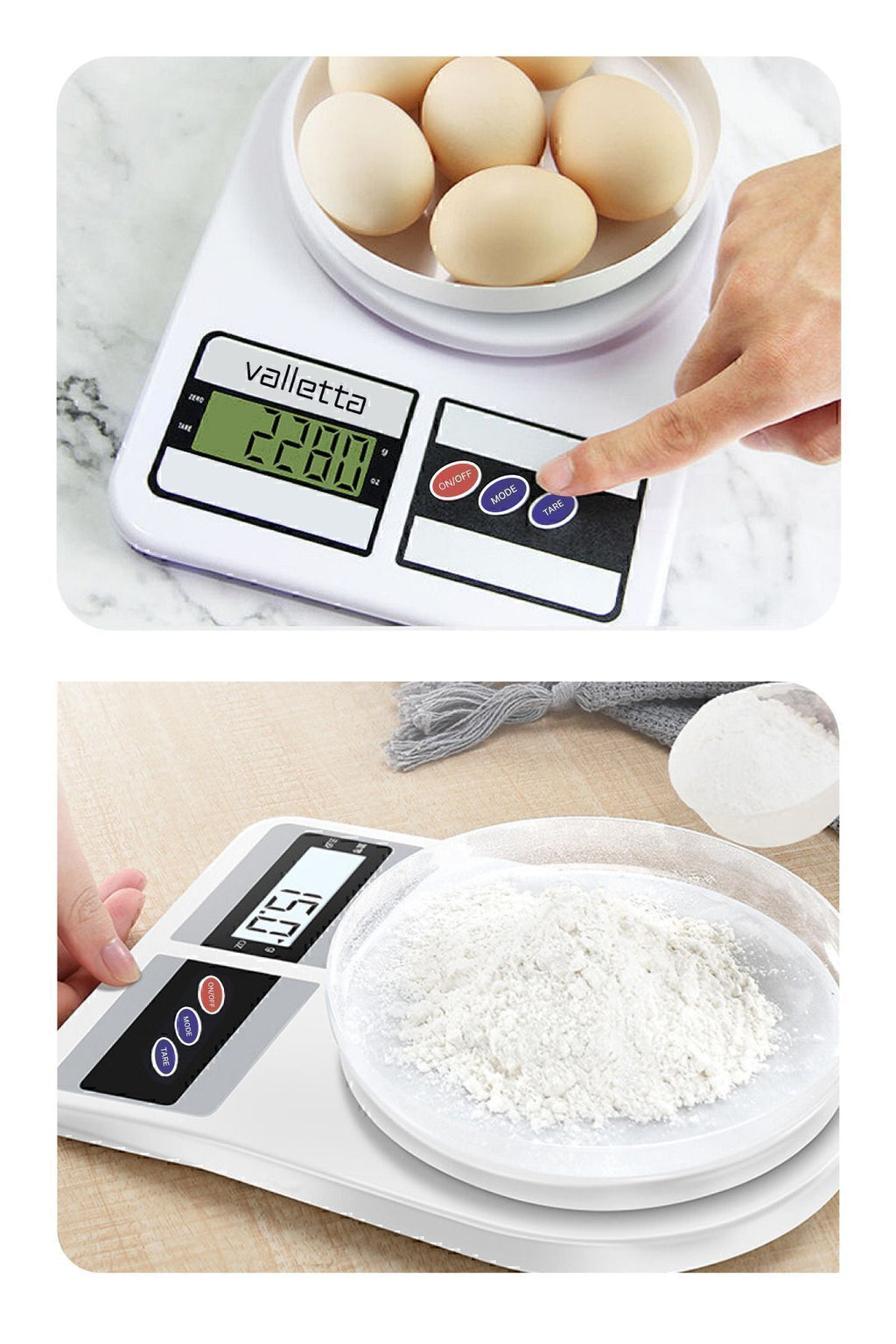 Yucca Pil Hediyeli Ekranlı Dijital Hassas Mutfak Tartısı, Mutfak Terazisi - Hassas Ölçüm 10 Kg