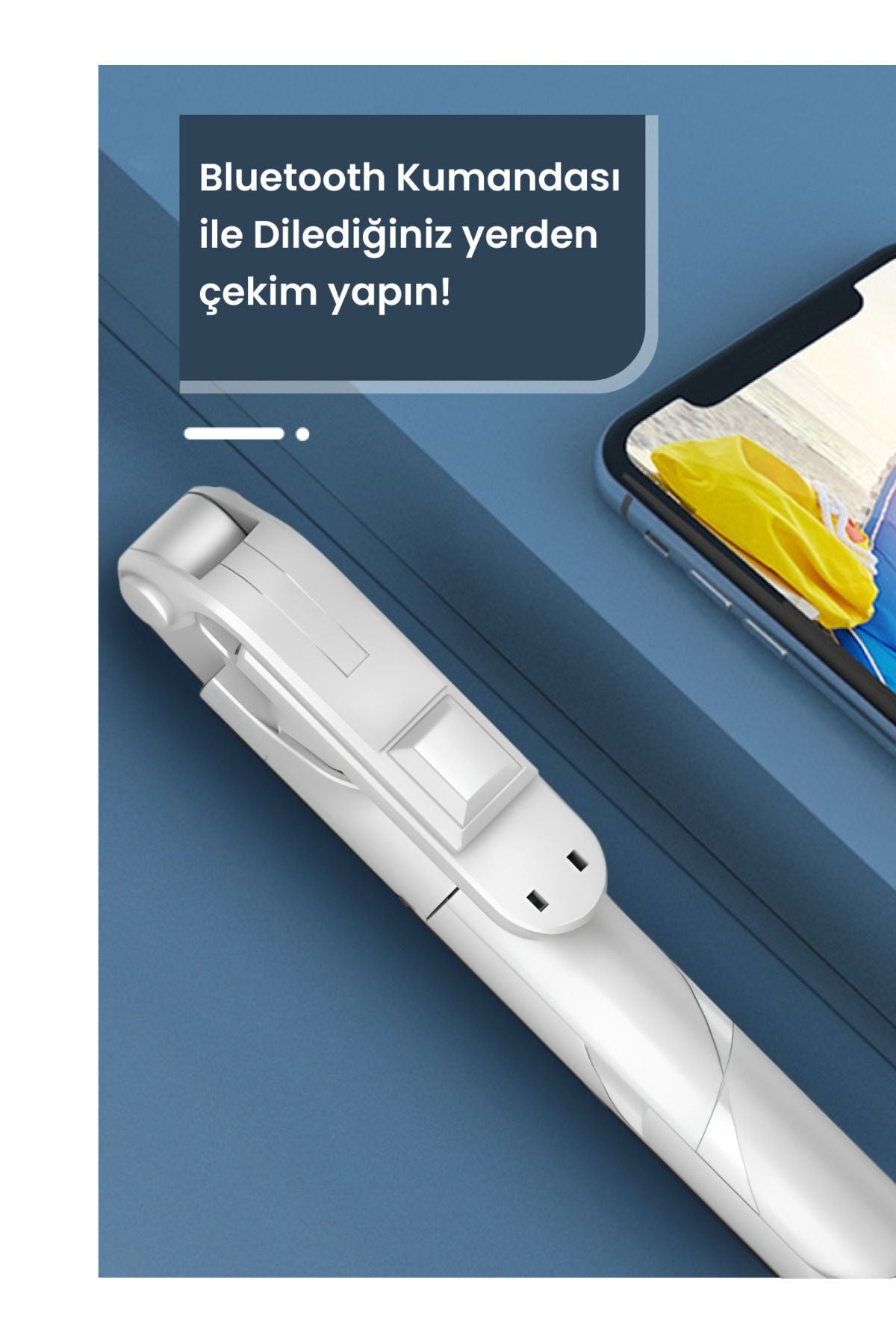 Bitonto Tripod Bluetooth Kumandalı Selfie Çubuğu Beyaz