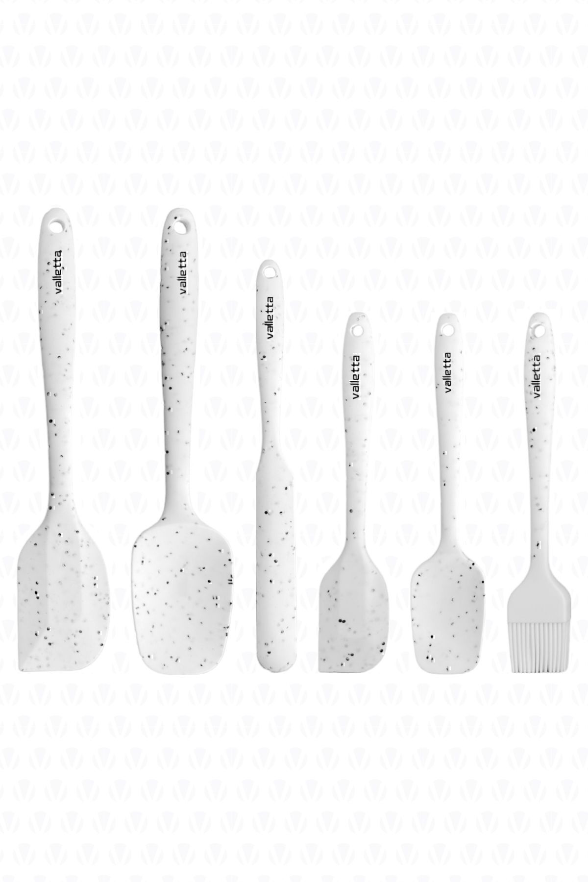 Drongo Isıya Dayanıklı Yanmaz Yapışmaz Silikon Spatula Seti 6 Parça Beyaz Noktalı