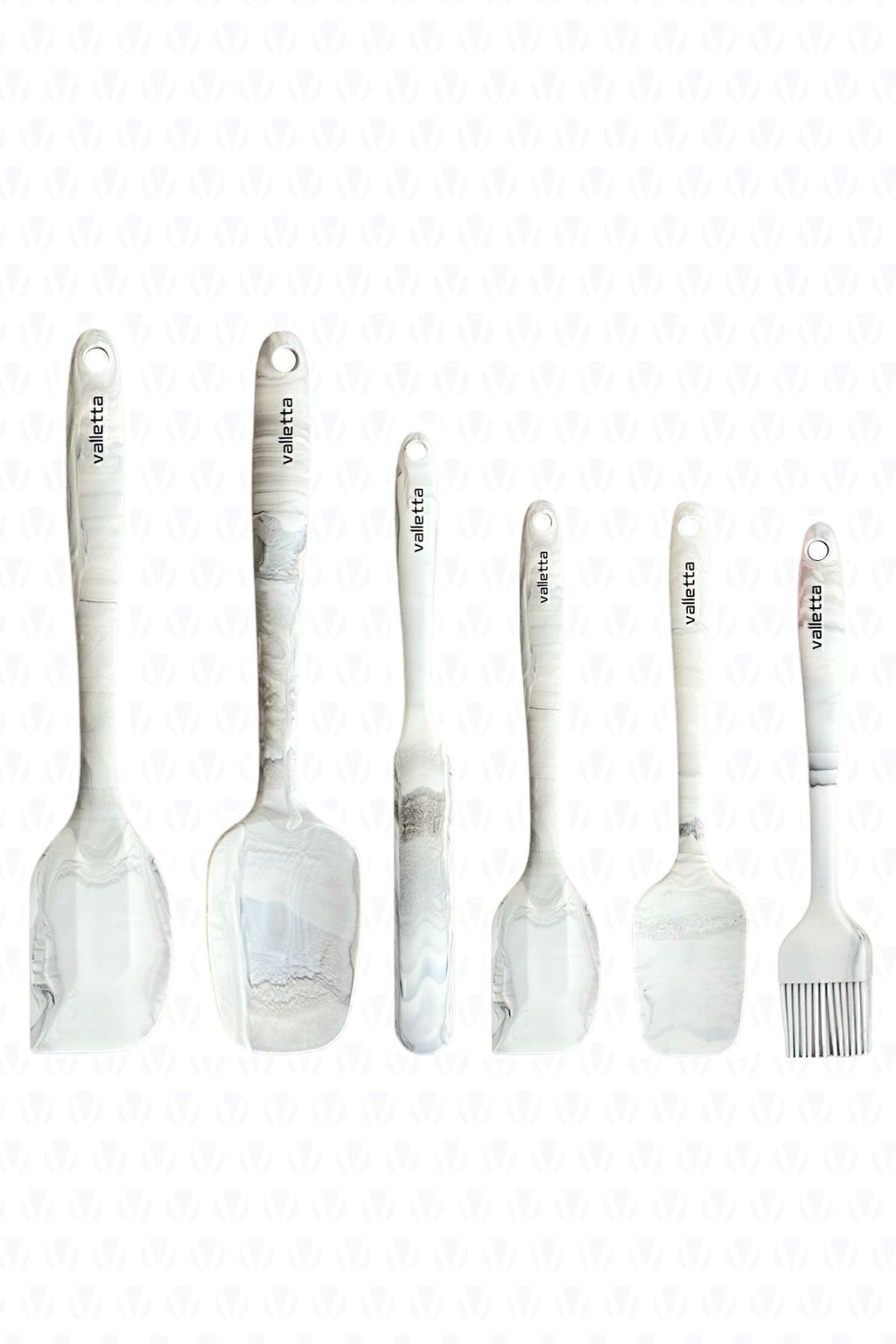 Drongo Isıya Dayanıklı Yanmaz Yapışmaz Silikon Spatula Seti 6 Parça Gri Mermer