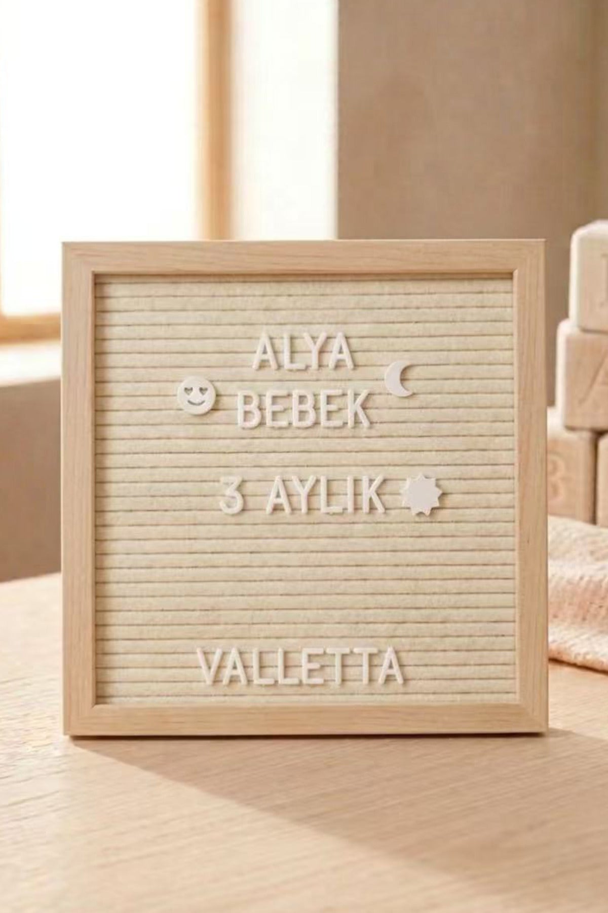 Palomita Ahşap Kahverengi Yazı Panosu Mesaj Tahtası ve Beyaz Harf Seti 230 Karakter