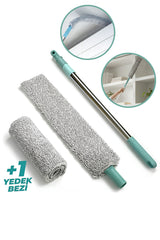 Venga (1 Yedek Bezli) Mikrofiber Girintili Yüzey Dip Köşe Raf Temizleme Mopu Toz Alma Fırçası