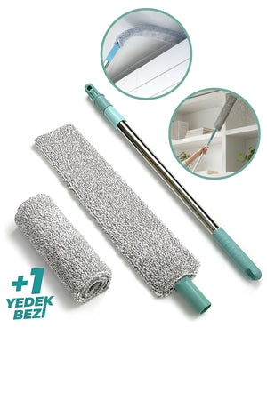 Venga (1 Yedek Bezli) Mikrofiber Girintili Yüzey Dip Köşe Raf Temizleme Mopu Toz Alma Fırçası