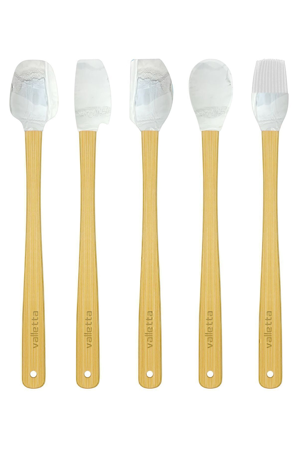 Indigo 5'li Gri Mermer Bambu Silikon Spatula Seti Uzun 26 Cm