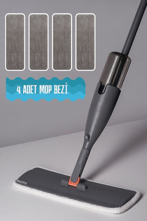 Tarantino Sprey Mop 360 Derece Dönen Su Püskürtmeli Spray Mop 4 Adet Mikrofiber Mop Bez
