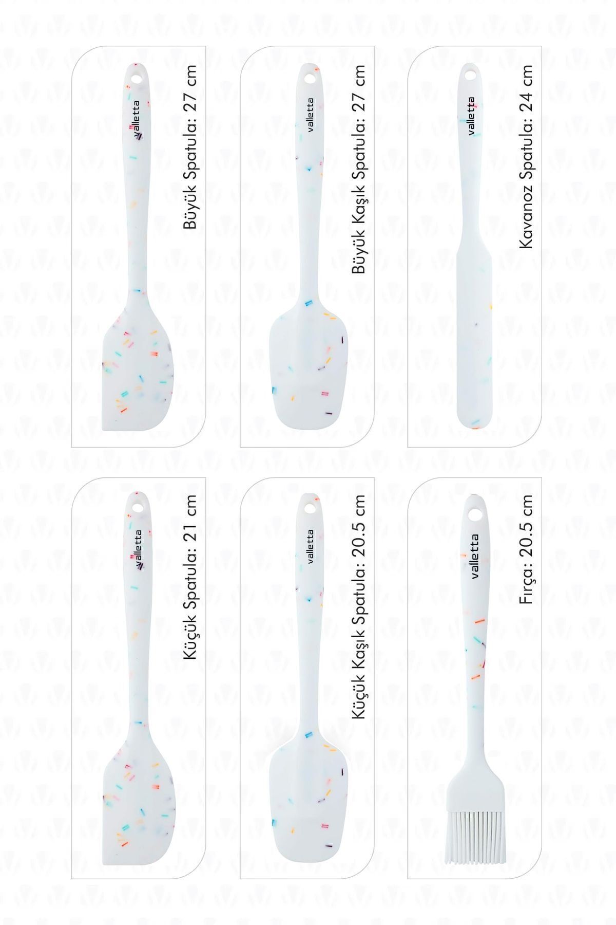 Drongo 6'lı Spatula Set Beyaz Renkli Noktalı