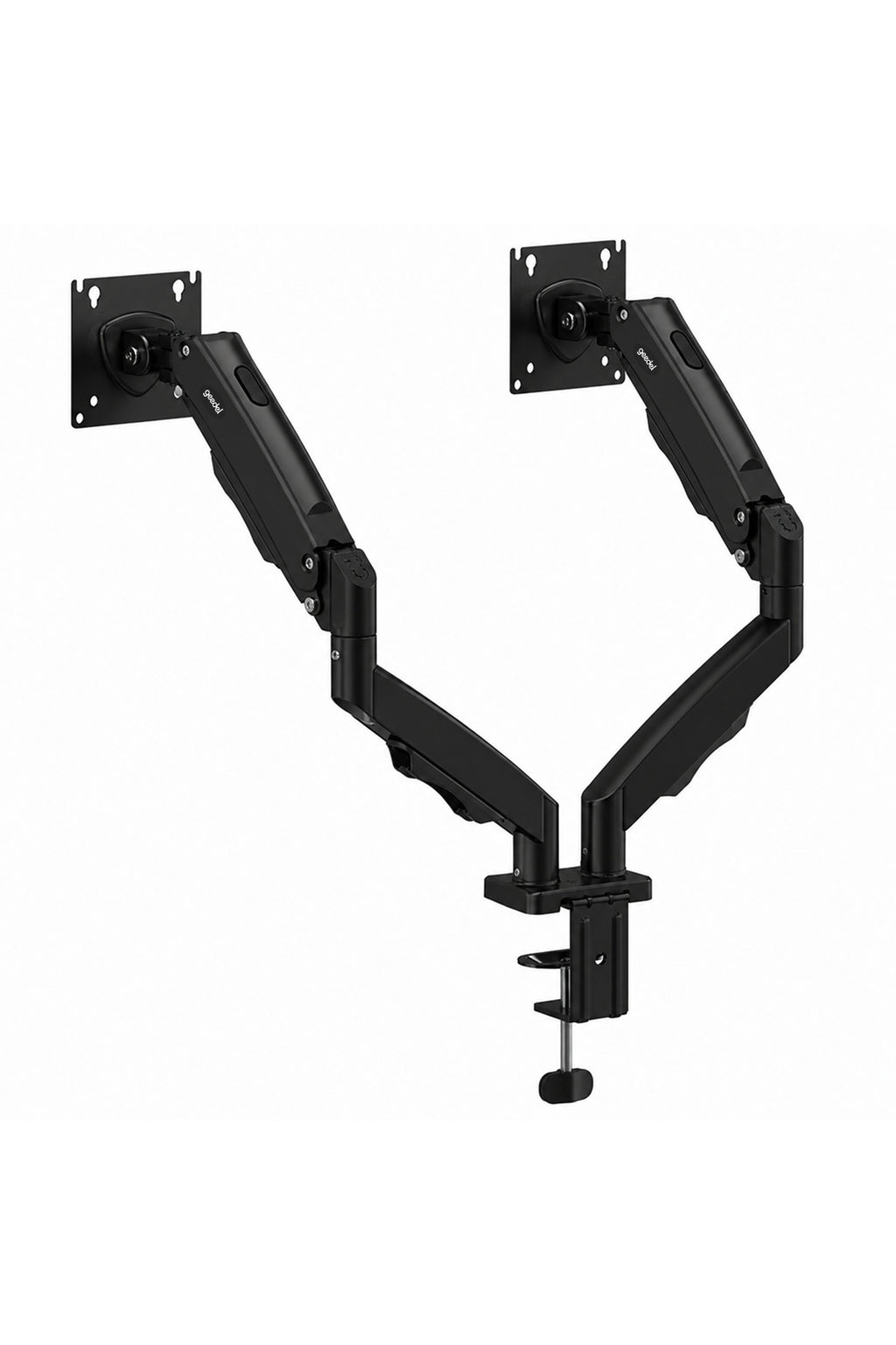 17-32 İnç Amortisörlü Çift Kollu Monitör Kolu Tam Hareketli VESA Uyumlu Masa Kelepçeli Monitör Standı (2-9 kg) - Siyah