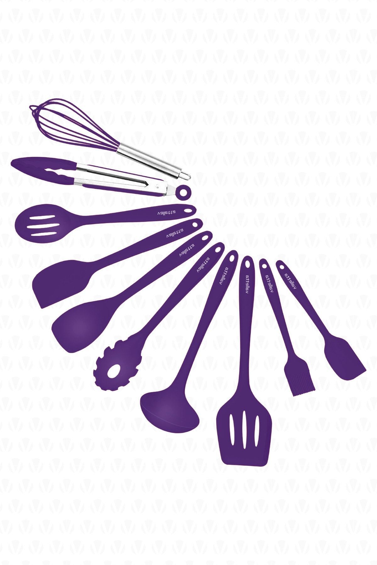Salvatore Isıya Dayanıklı Yanmaz Yapışmaz Silikon Spatula Seti 10 Parça Mor