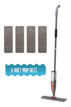 Prandelli Sprey Mop 360 Derece Dönen Su Püskürtmeli Spray Mop 4 Adet Mikrofiber Mop Bez