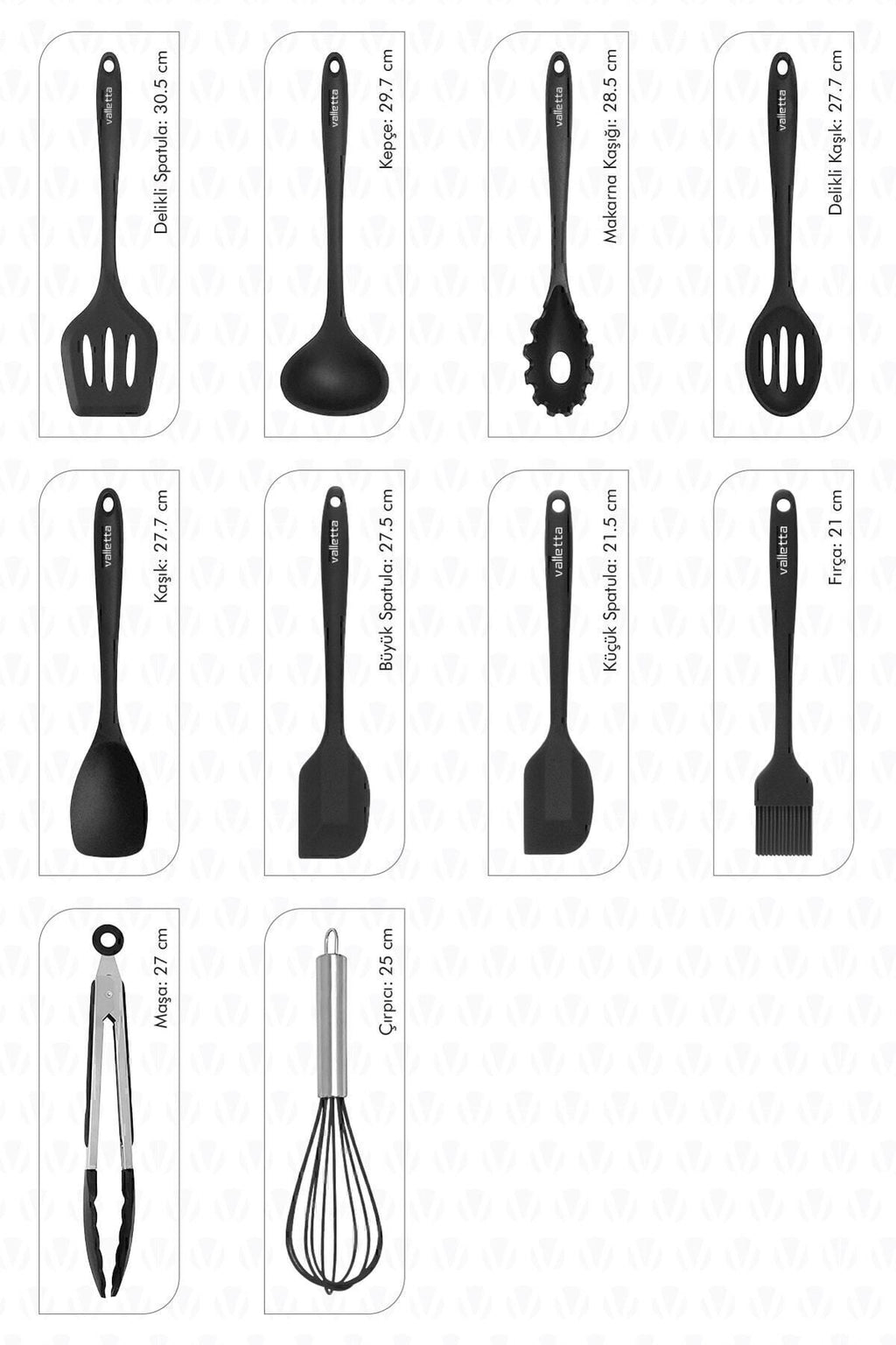 Salvatore 10 Parça Spatula Set Siyah
