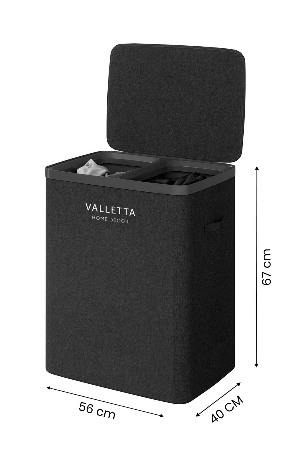 Paloma 100l Çift Yıkanabilir Bölmeli Katlanabilir Kumaş Kirli Çamaşır Sepeti Ink Black XL