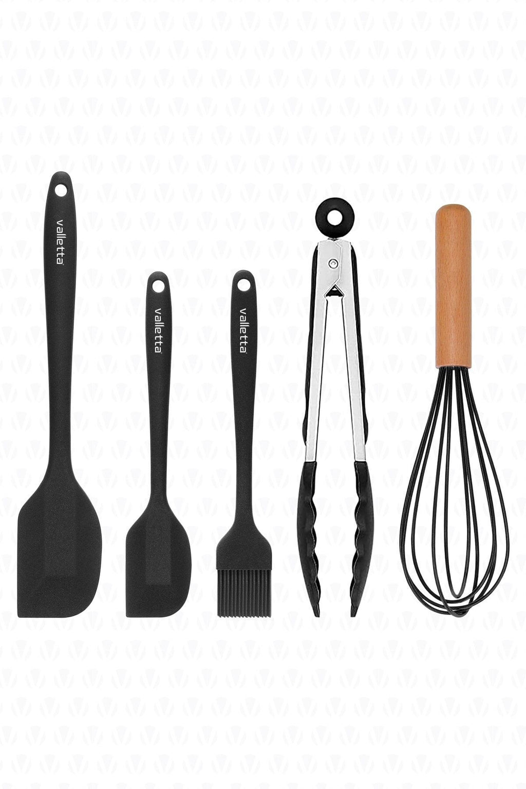Fugazi Isıya Dayanıklı Yanmaz Yapışmaz Silikon Spatula Seti 5 Parça Siyah