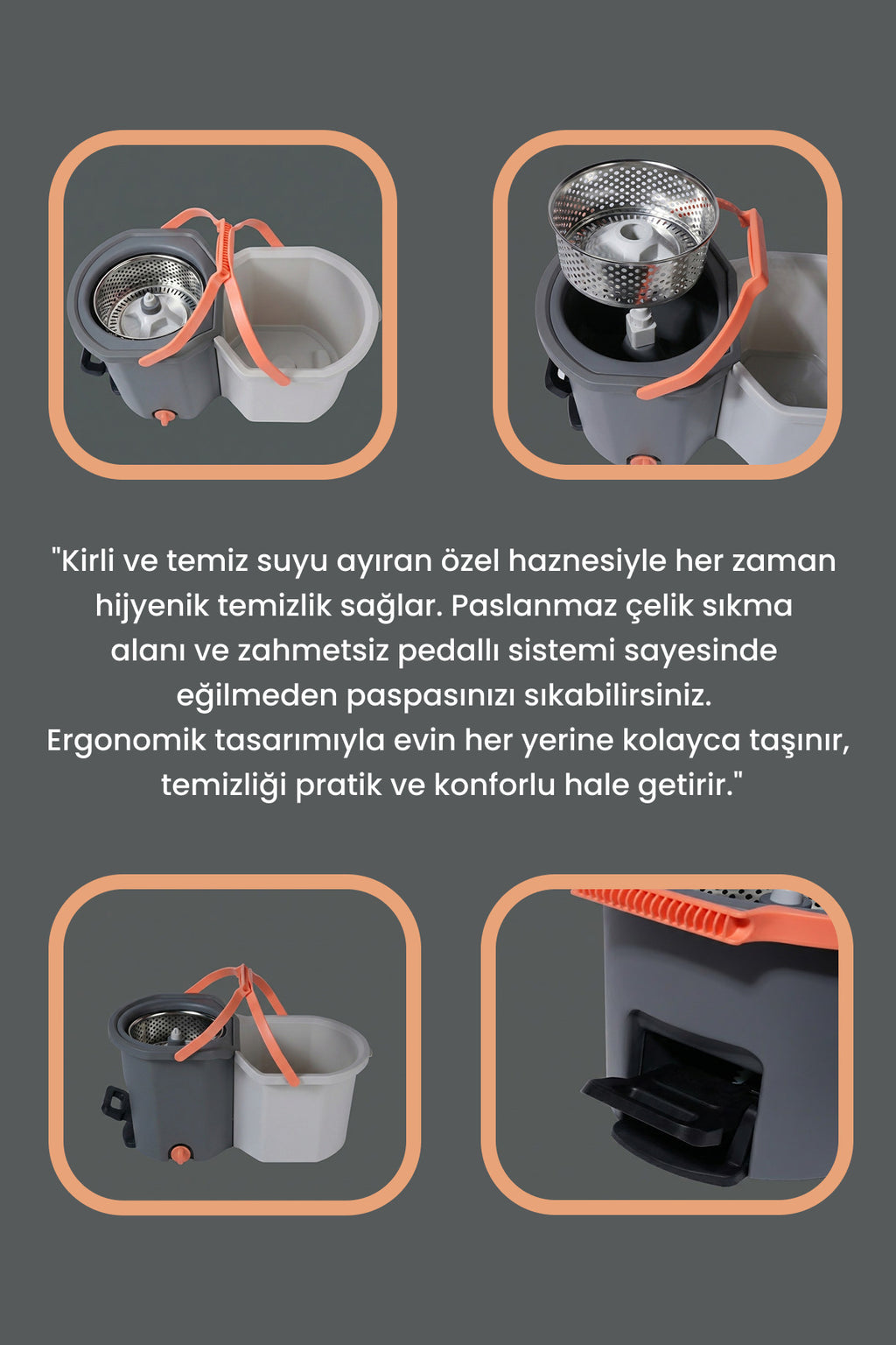 Asatoma Pedallı Kirli Ve Temiz Su Hazneli Temizlik Seti Mop Paspas