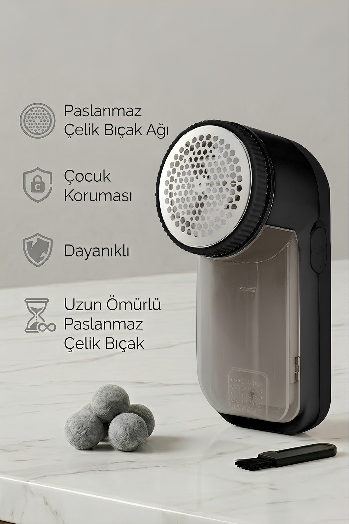 Treventus Pilli Tiftik Temizleyici Tüy Toplayıcı Siyah