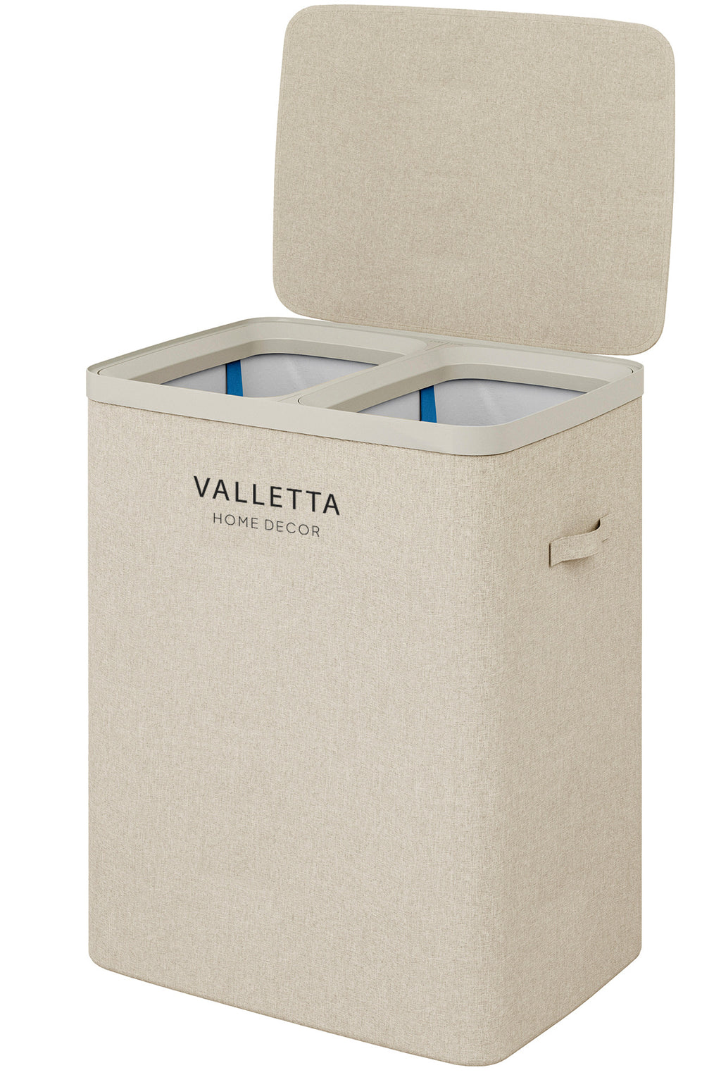 Paloma 100l Çift Yıkanabilir Bölmeli Katlanabilir Kumaş Kirli Çamaşır Sepeti Cappuccino Beige XL