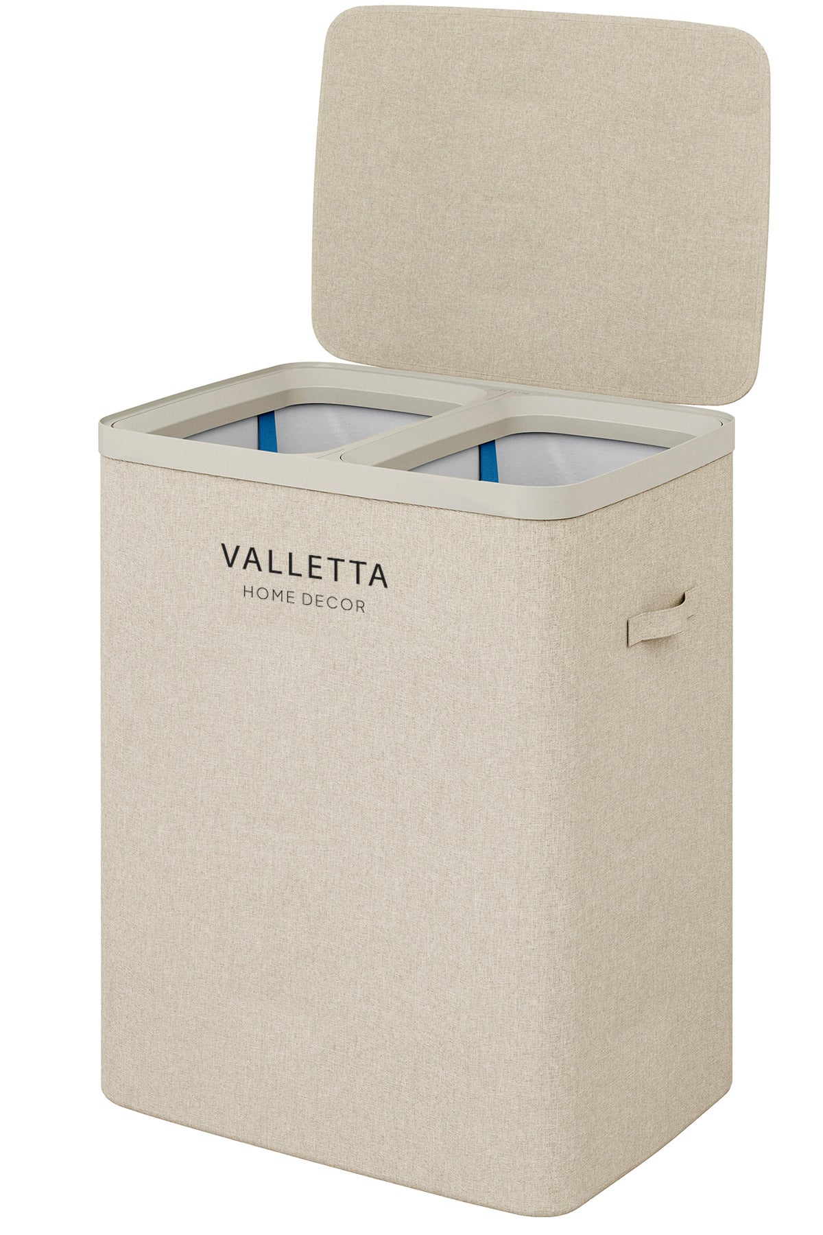 Paloma 100l Çift Yıkanabilir Bölmeli Katlanabilir Kumaş Kirli Çamaşır Sepeti Cappuccino Beige XL