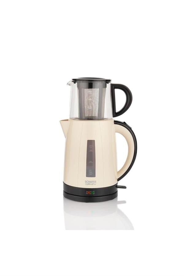 Optimal Plus Çay Makinesi Çaycı Krem - Cam Demlik Çaycım