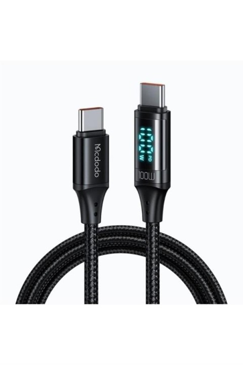 MCDODO CA-1100 100W TYPE-C TO TYPE-C DİJİTAL GÖSTERGELİ DATA-ŞARJ KABLOSU 5A 1.2M- SİYAH