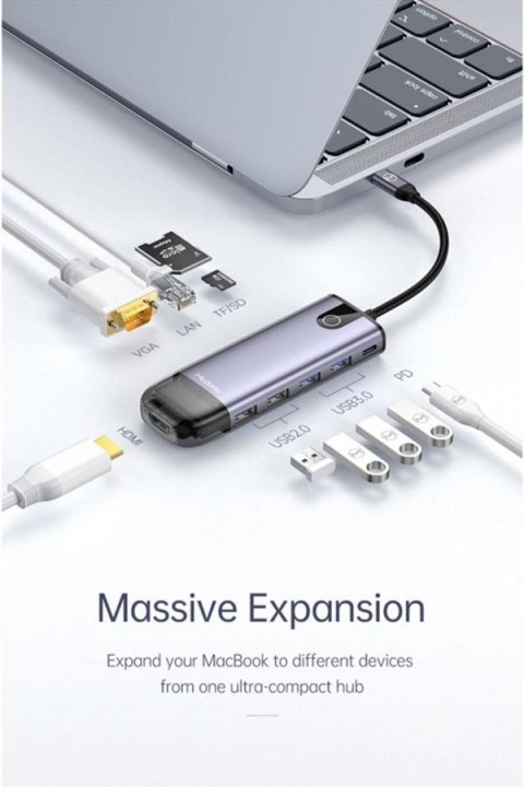 MCDODO HU-7420 10İN1 USB HUB ÇOĞALTICI - GRİ