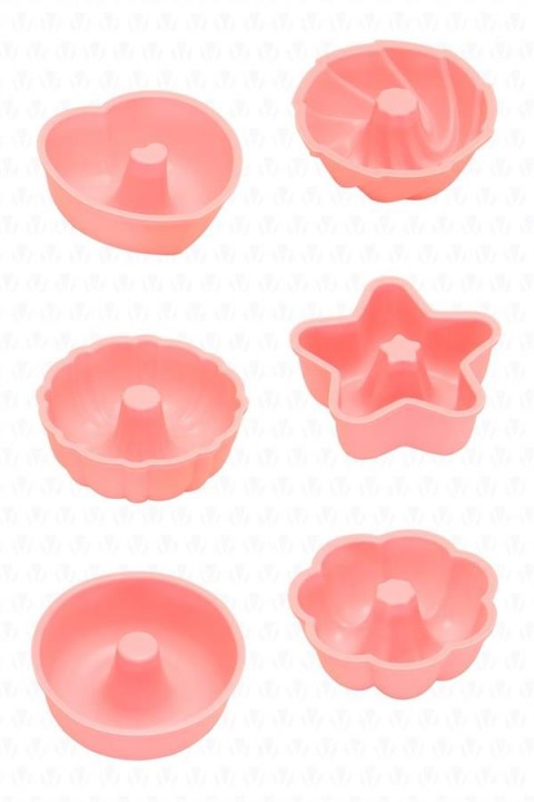 6 Parça Silikon Yanmaz Yapışmaz Muffin Kalıbı Seti Pembe