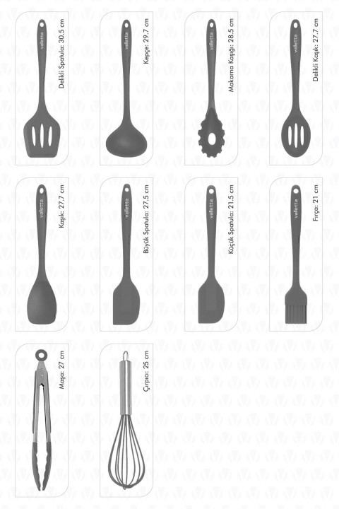 VALLETTA VLT1118 SALVATORE 10 PARÇA SPATULA SET GRİ