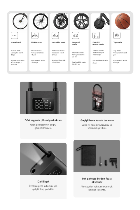 Xiaomi Mi Taşınabilir Şarjlı Kompresör Hava Pompası 2