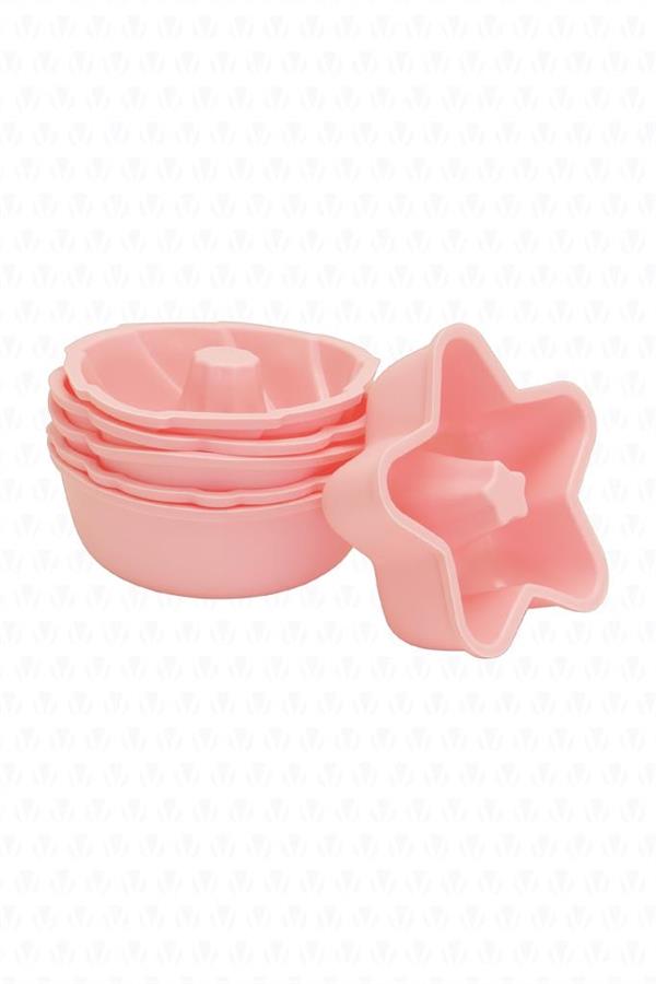 6 Parça Silikon Yanmaz Yapışmaz Muffin Kalıbı Seti Pembe