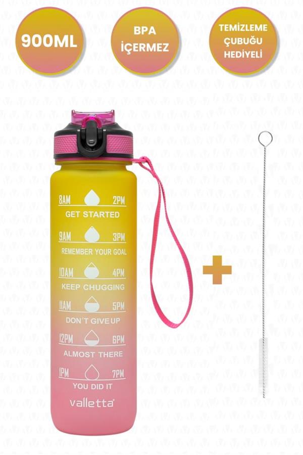 Fofana Bpa Içermez Motivasyonel Su Matarası 900 ml Pembe Su Matarası,su Şişesi,suluk