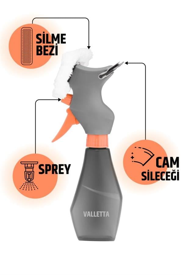 Manta 3'ü 1 Arada Hazneli Spreyli Peluş Bezli Cam Sileceği, Araç Sileceği