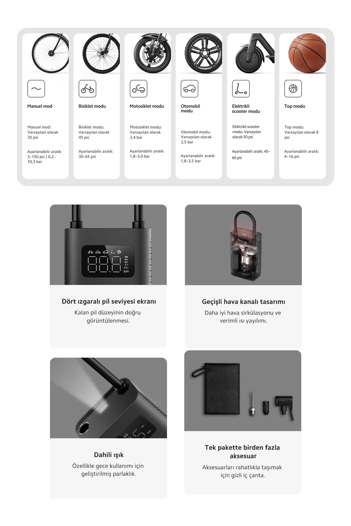 Xiaomi Mi Taşınabilir Şarjlı Kompresör Hava Pompası 2